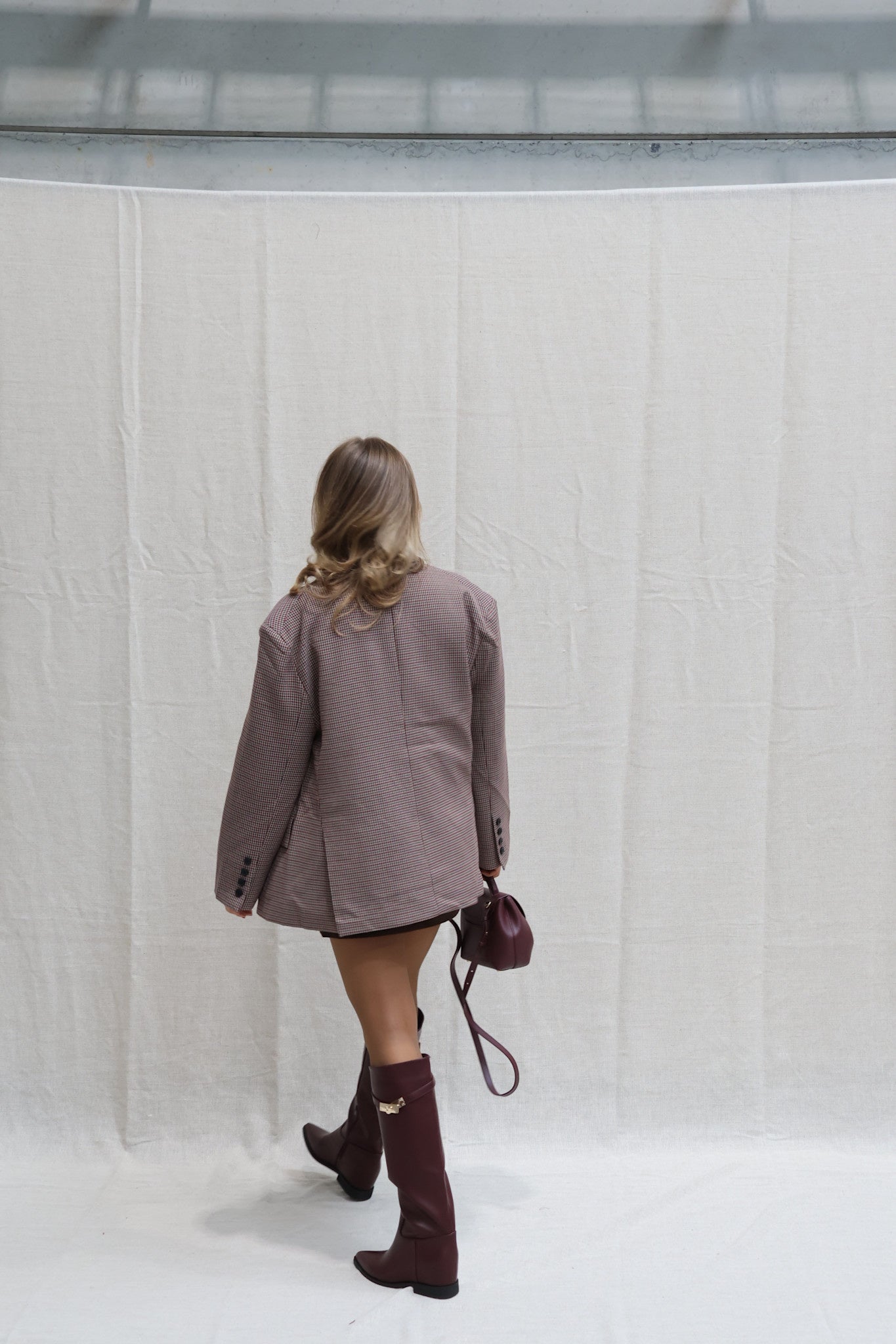 Camille checked blazer bordeaux