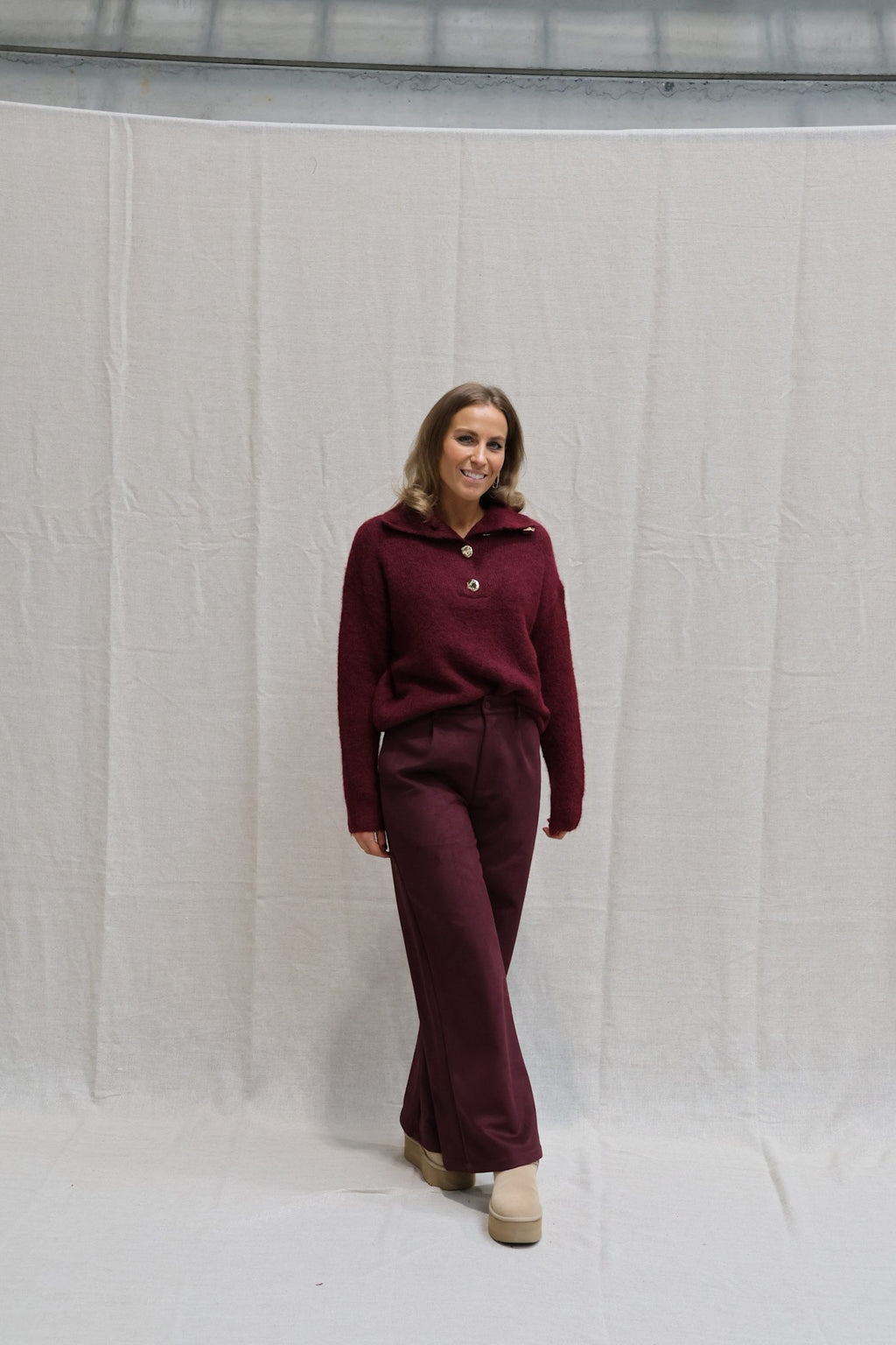 Kaylee button knit burgundy