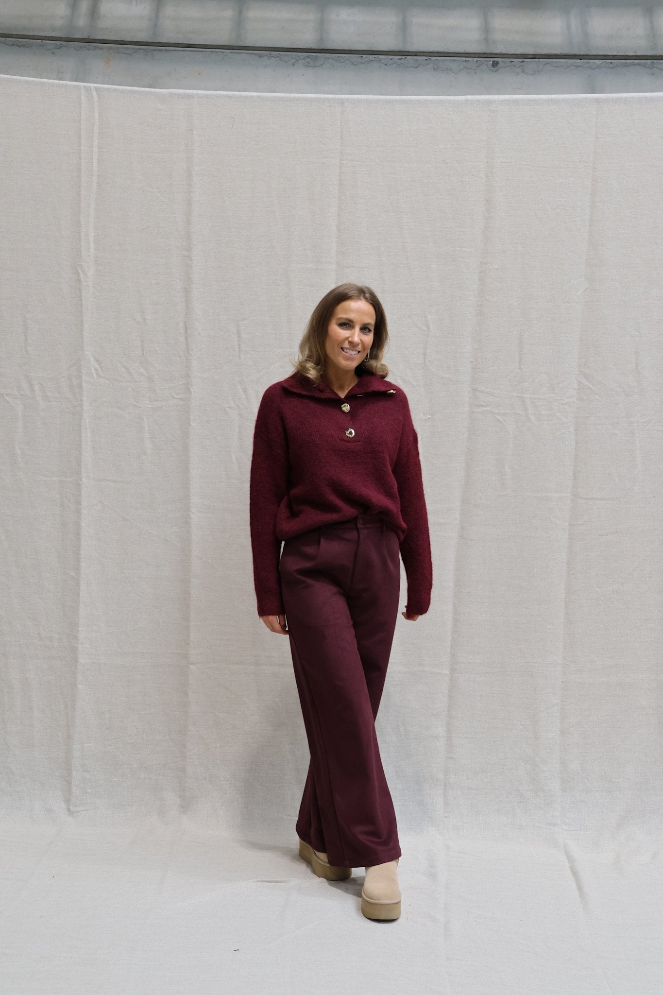 Kaylee button knit burgundy