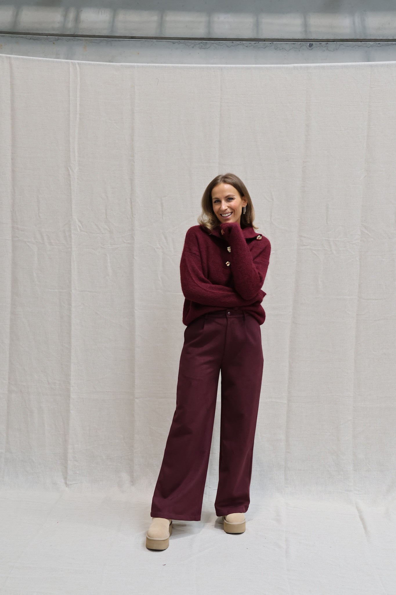 Tine suède trousers burgundy