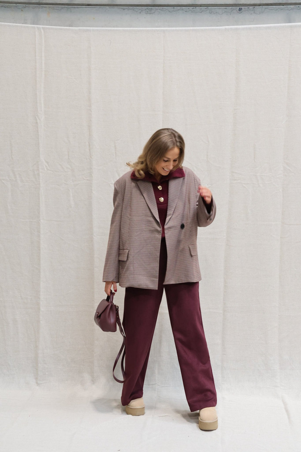 Kaylee button knit burgundy