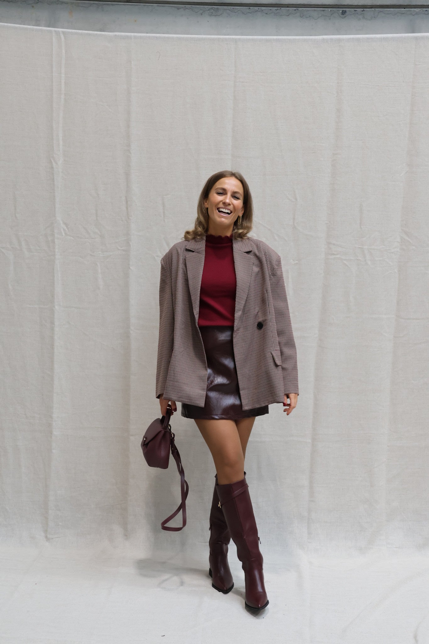 Justine faux leather skirt burgundy