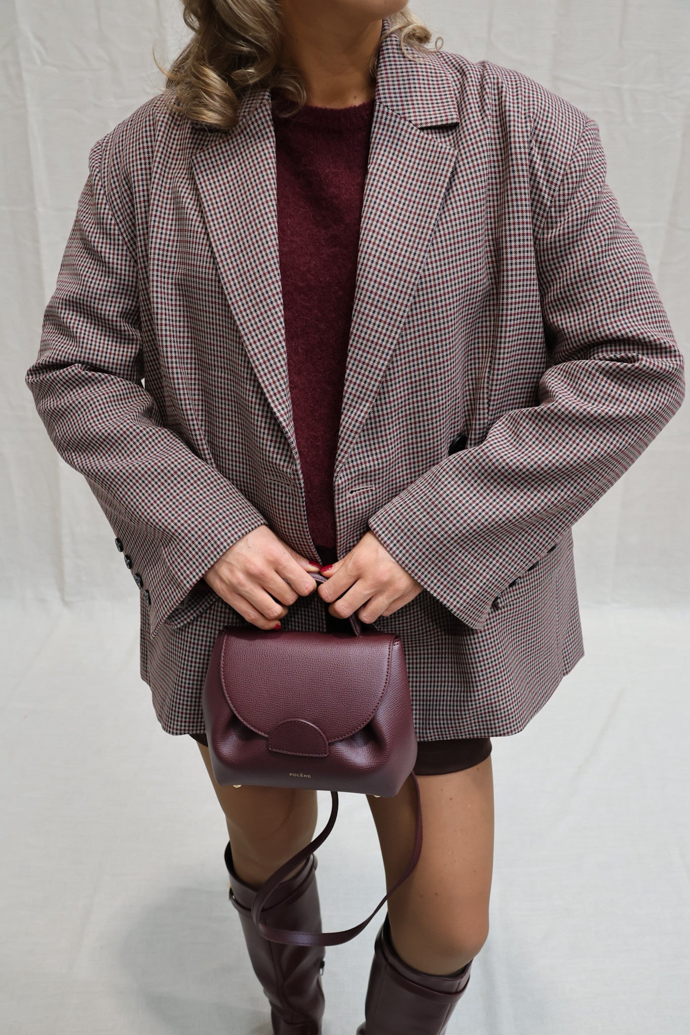 Camille checked blazer bordeaux