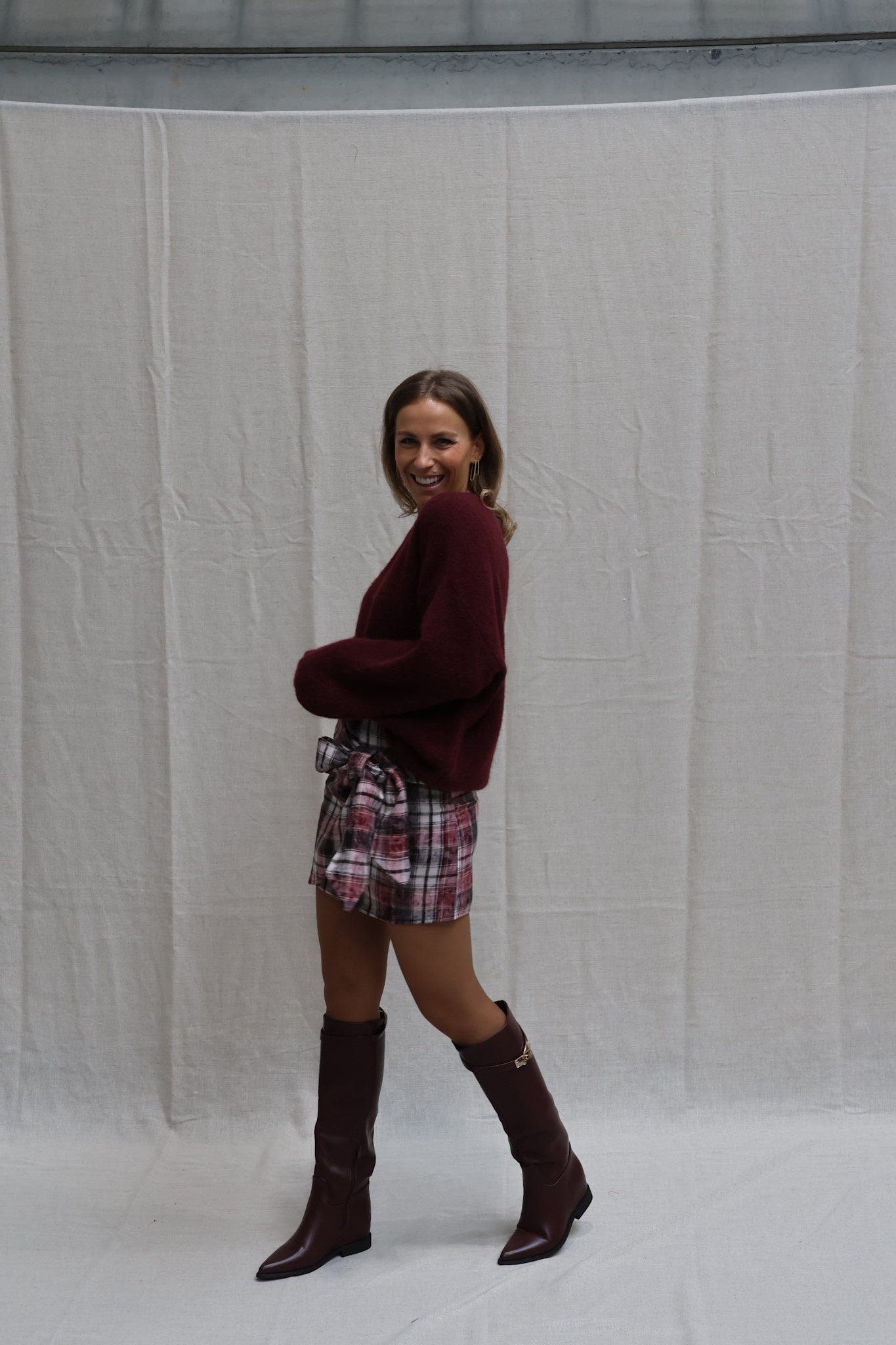 Alissa checked skirt burgundy