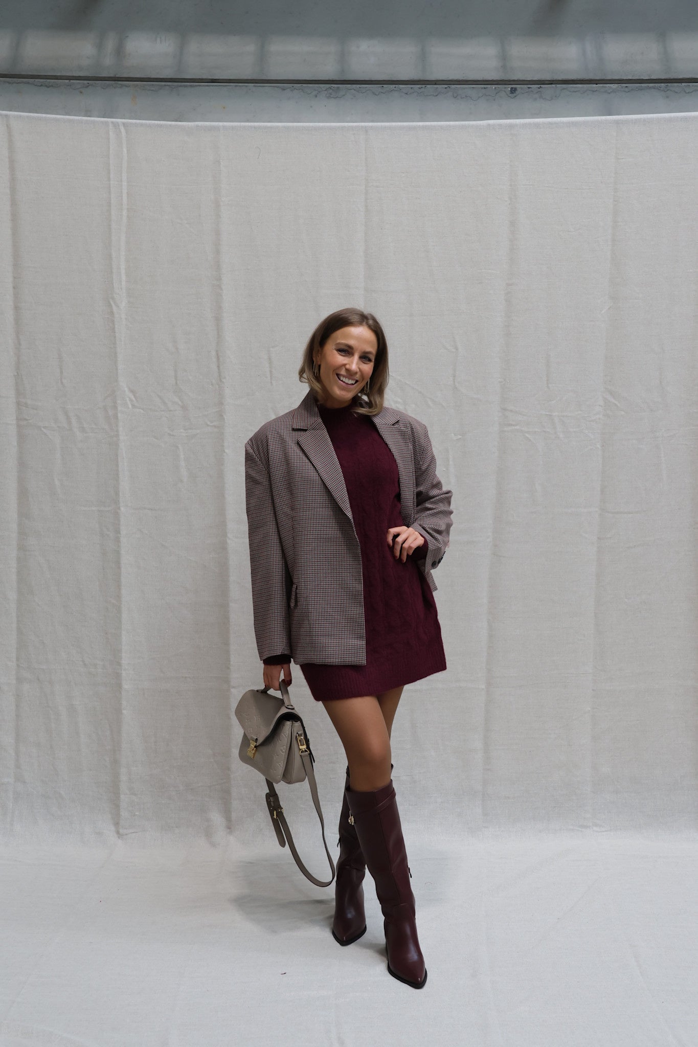 Babette cable knit dress burgundy