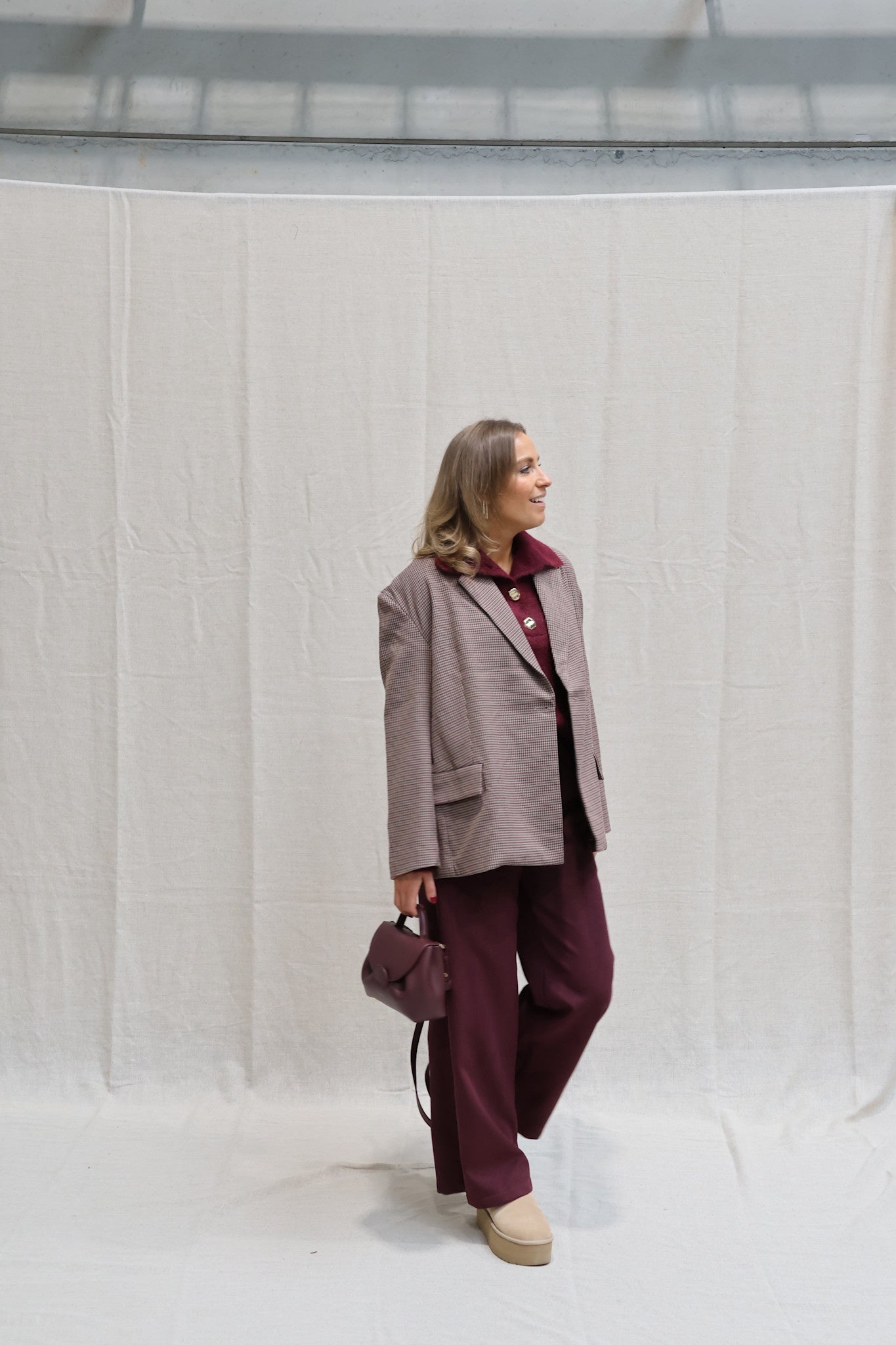 Camille checked blazer bordeaux