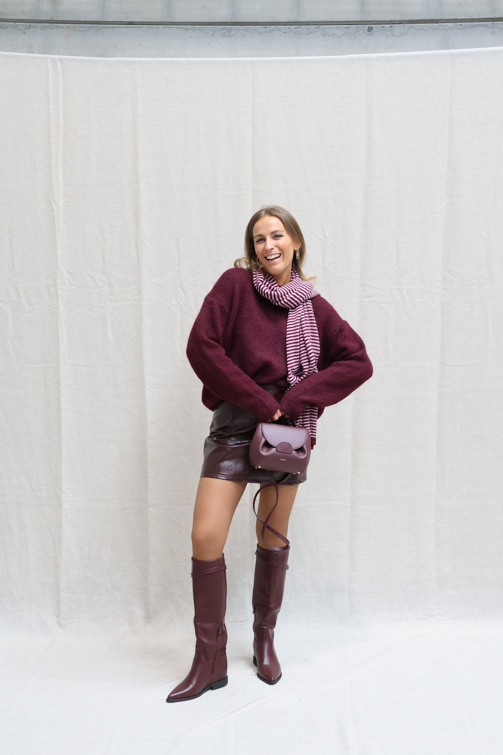 Justine faux leather skirt burgundy