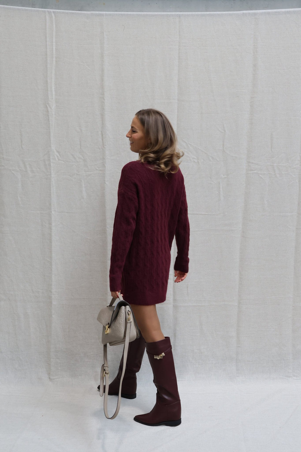 Babette cable knit dress burgundy