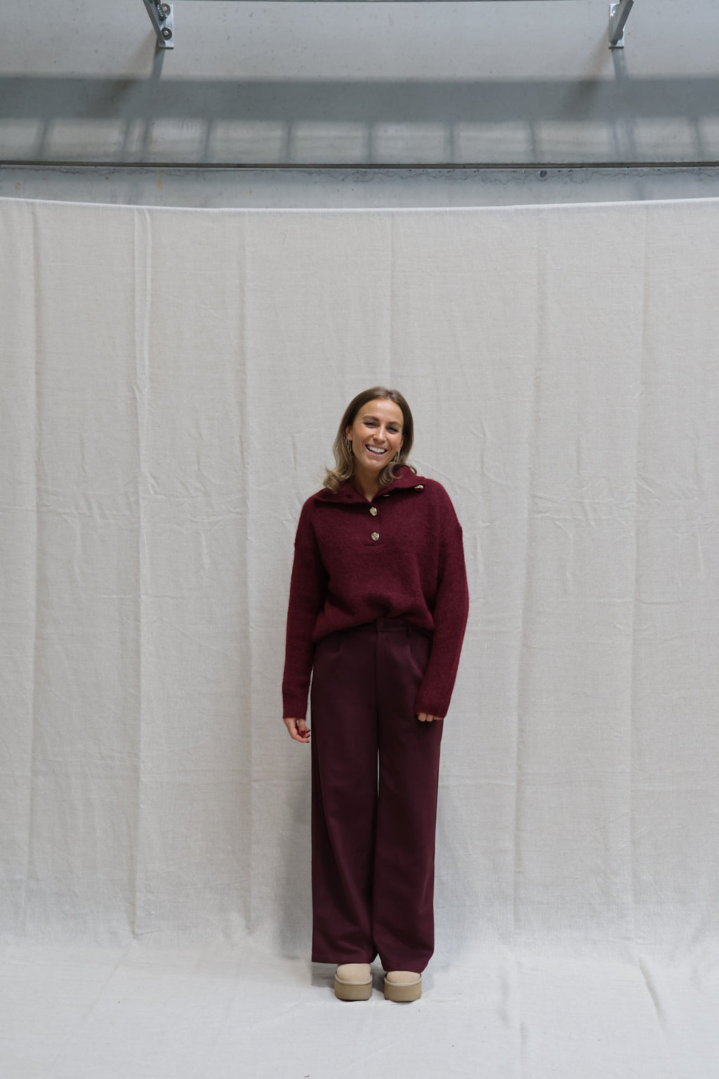 Kaylee button knit burgundy