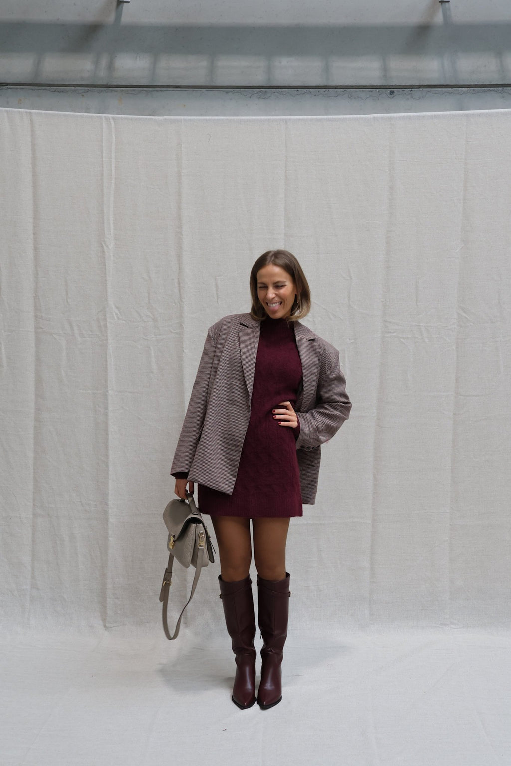 Babette cable knit dress burgundy