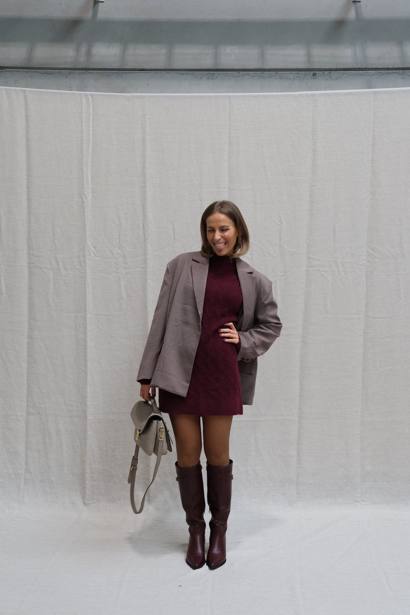 Babette cable knit dress burgundy