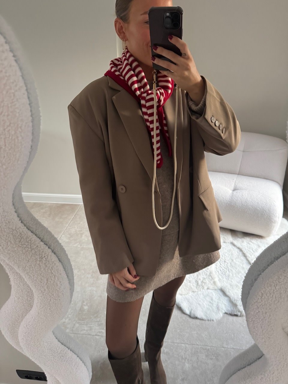 Eliza striped scarf rood/wit