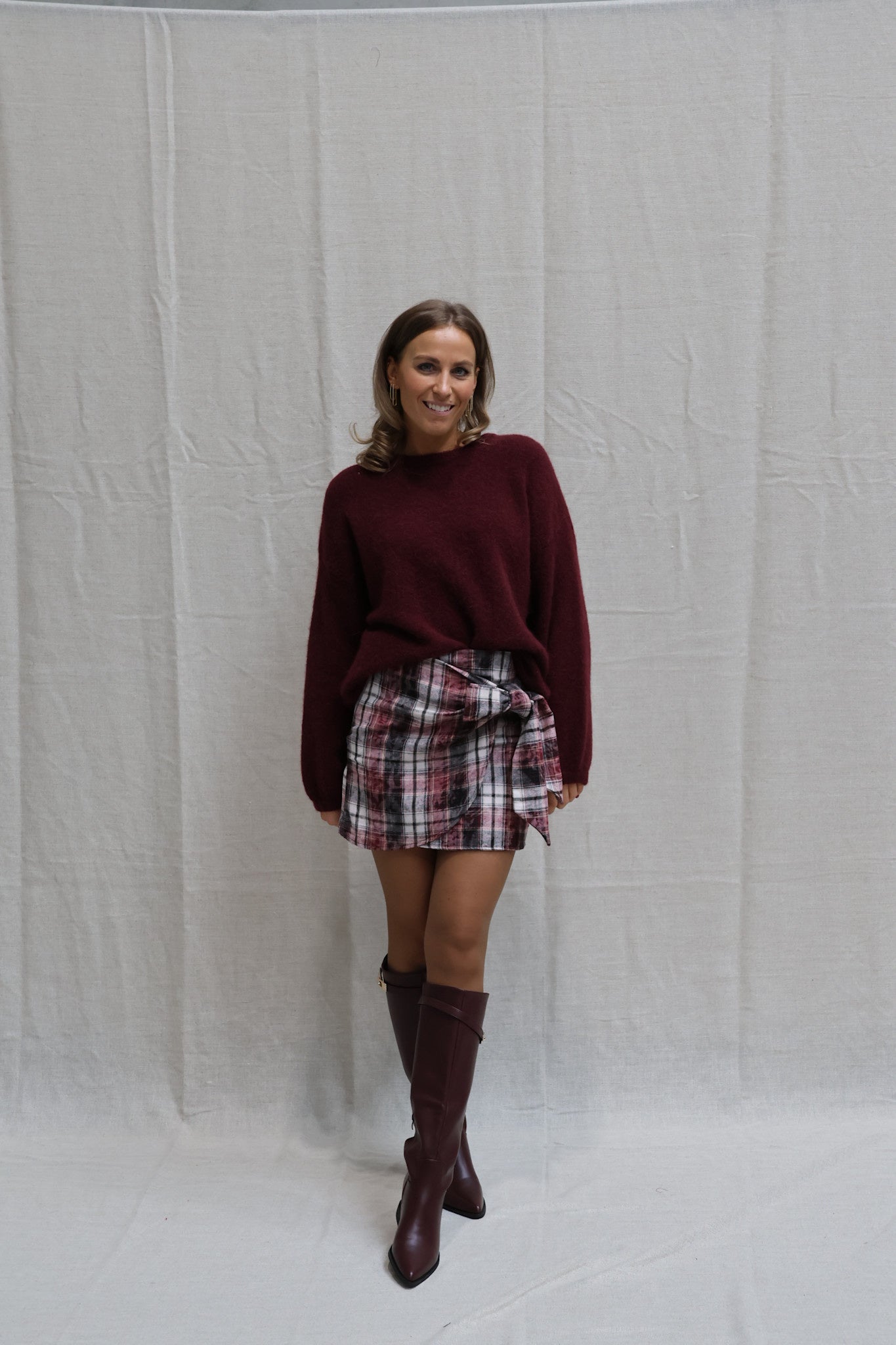 Alissa checked skirt burgundy