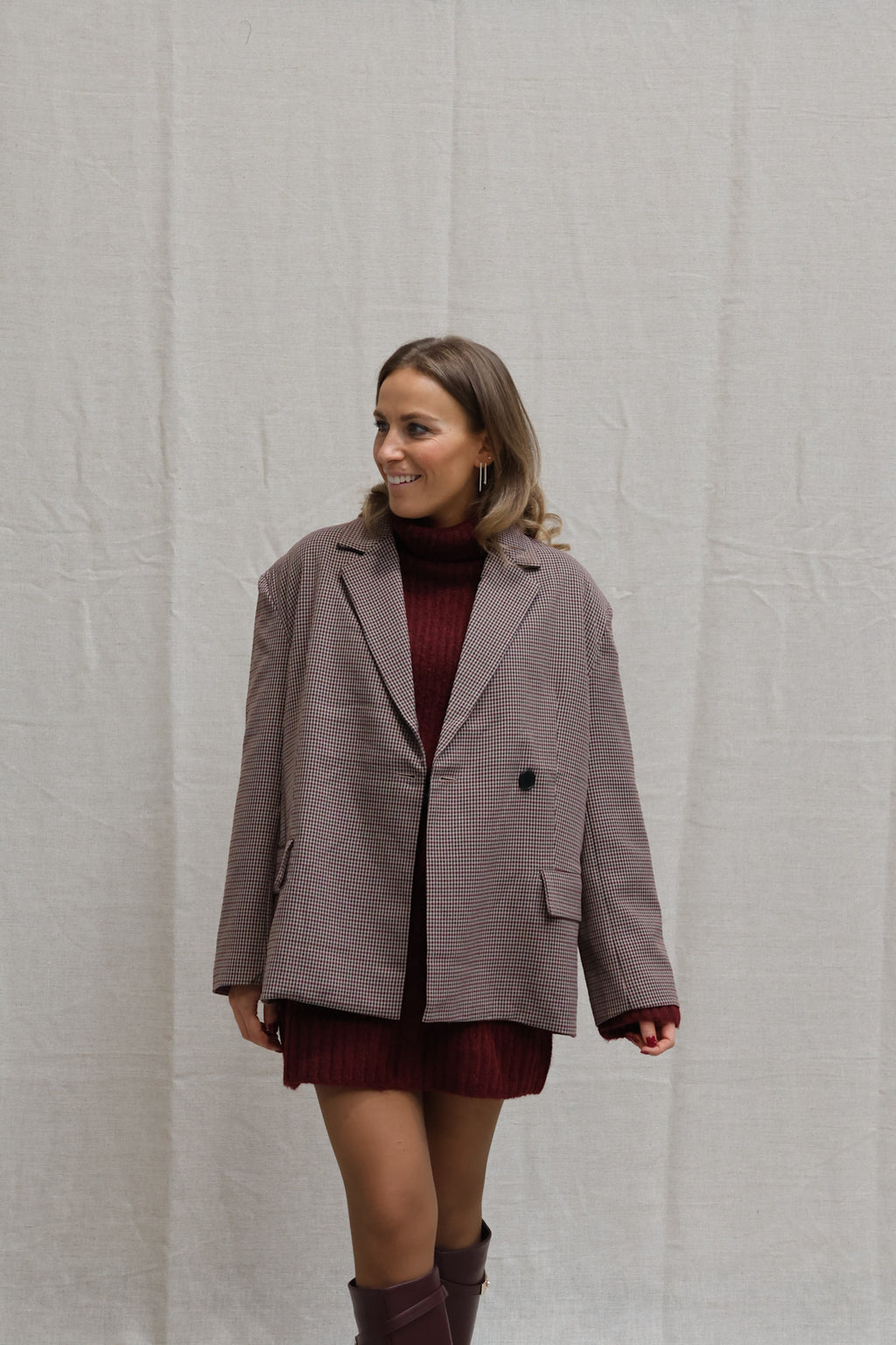 Camille checked blazer bordeaux