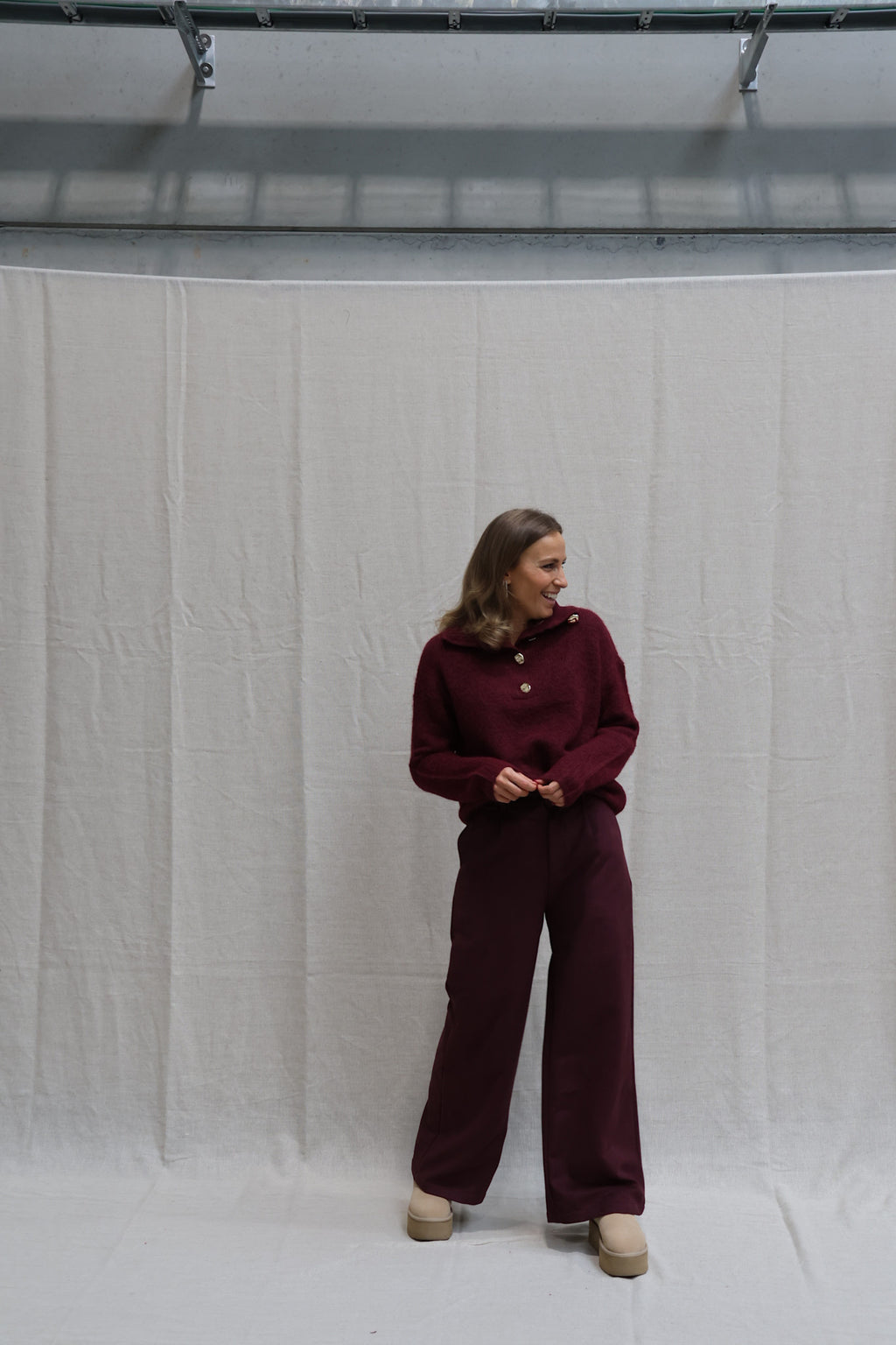 Kaylee button knit burgundy