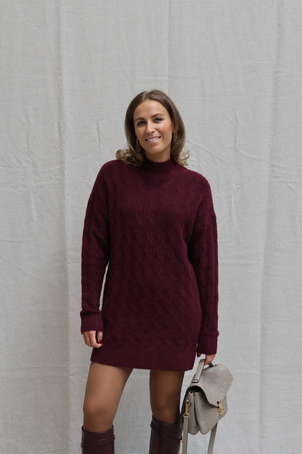 Babette cable knit dress burgundy