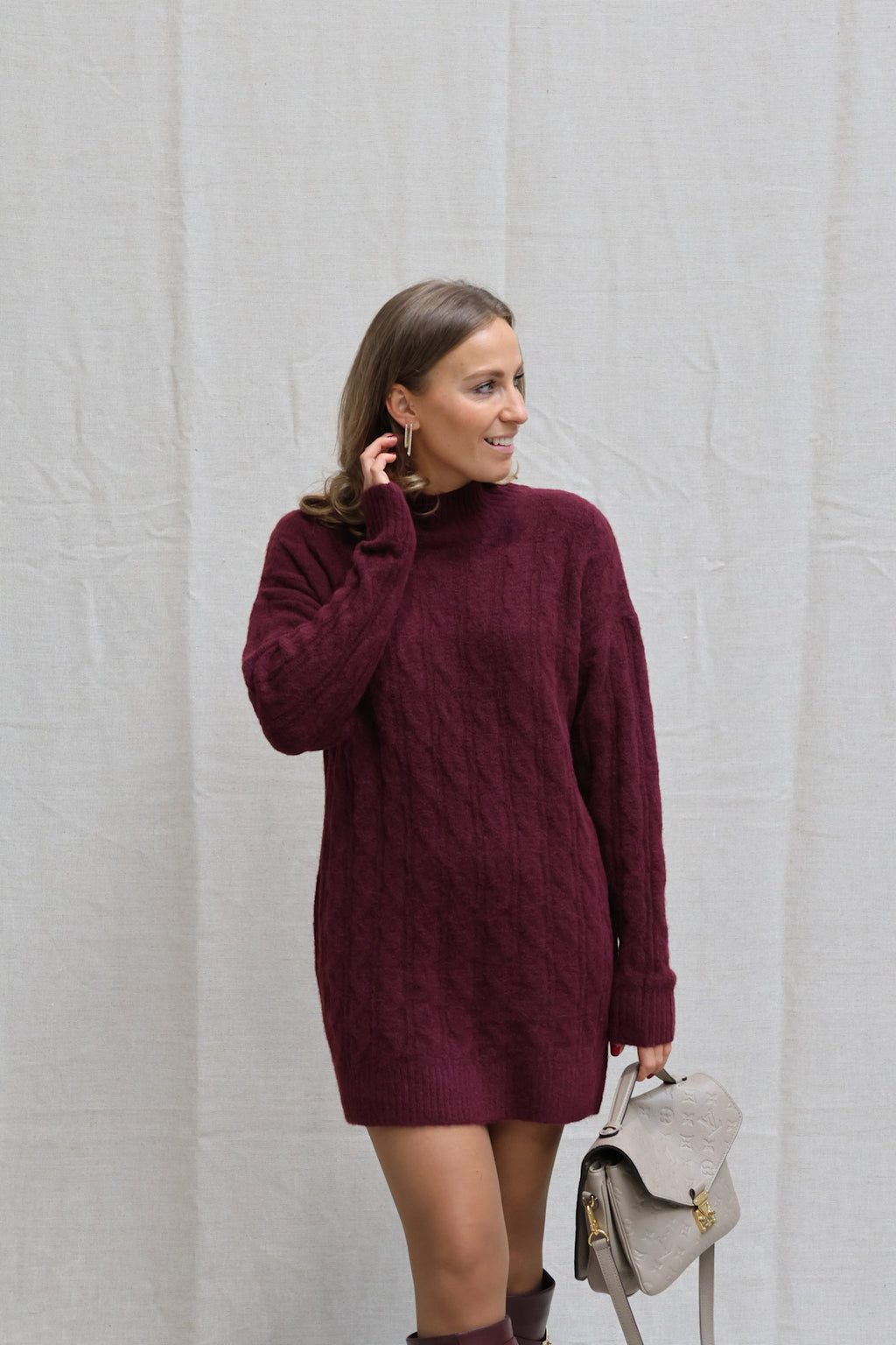 Babette cable knit dress burgundy