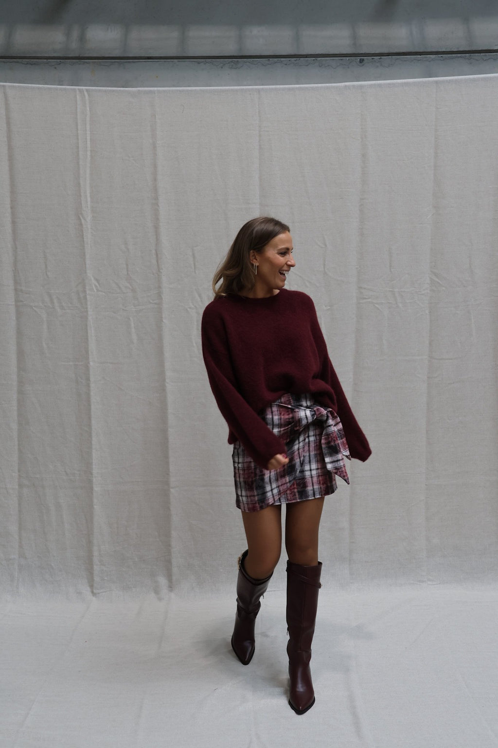 Alissa checked skirt burgundy