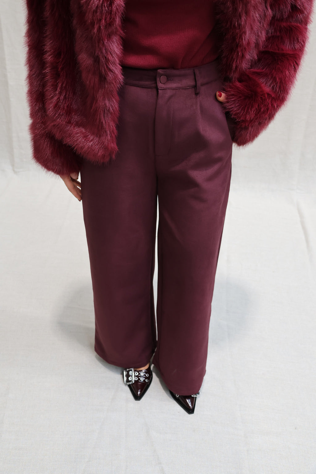 Tine suède trousers burgundy