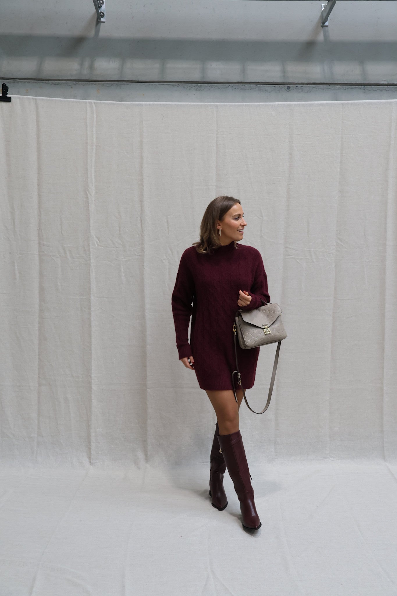 Babette cable knit dress burgundy