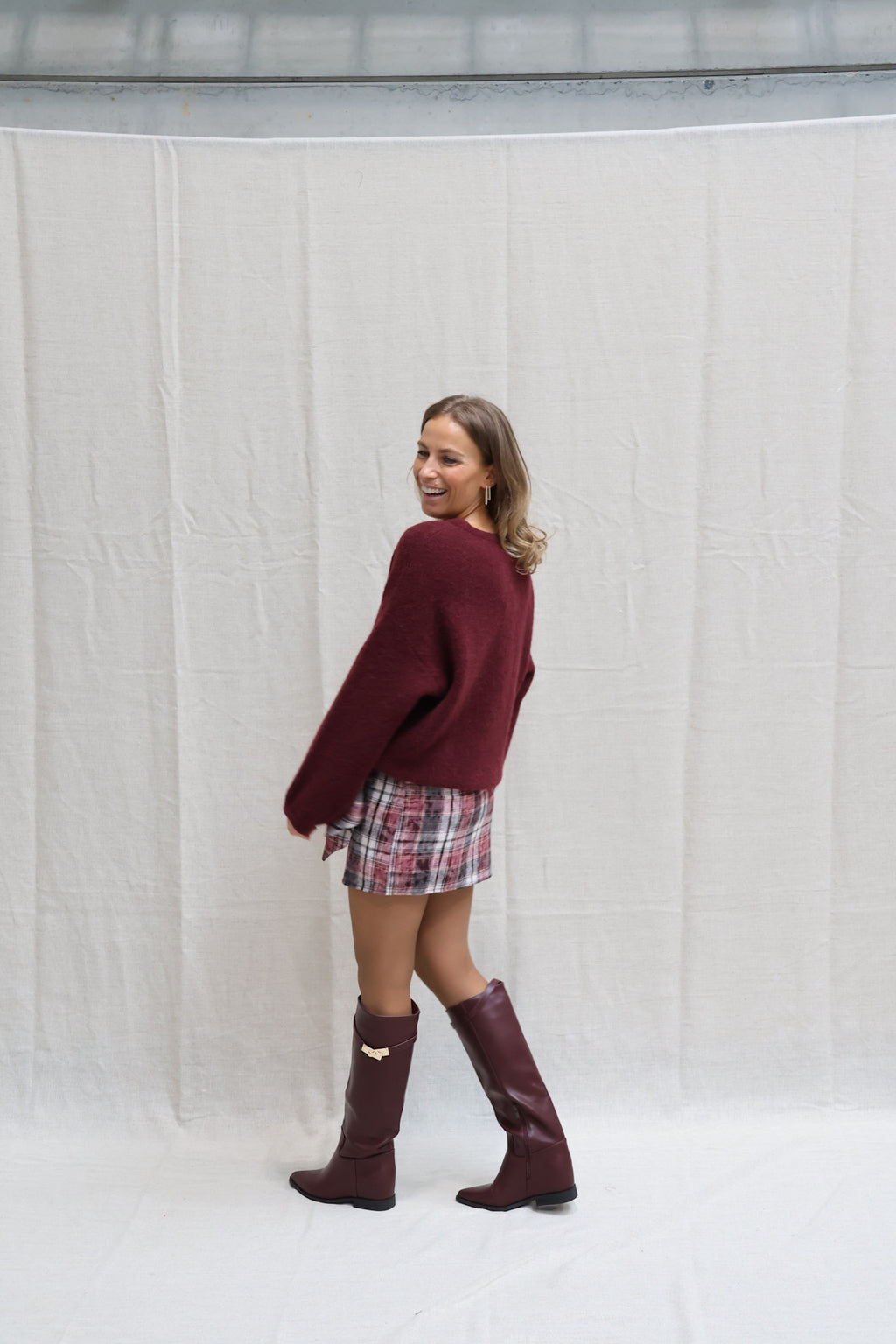 Alissa checked skirt burgundy