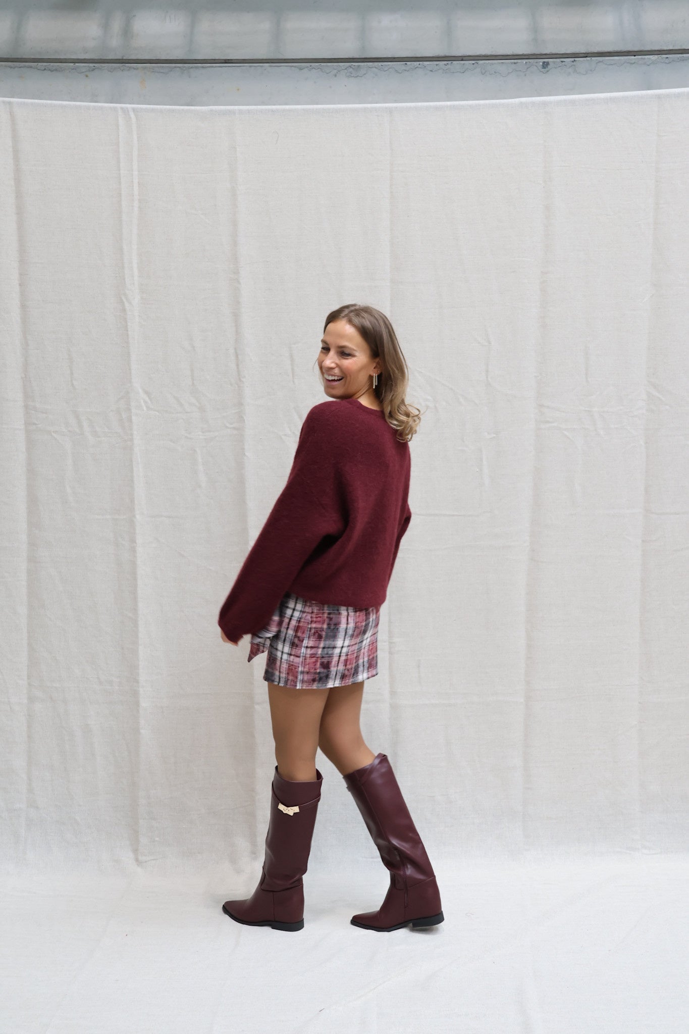 Alissa checked skirt burgundy