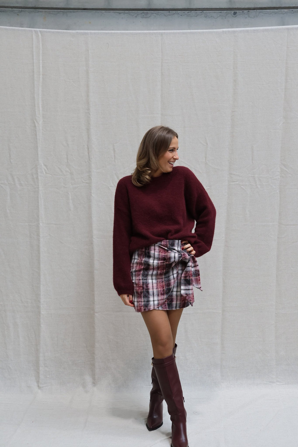Alissa checked skirt burgundy
