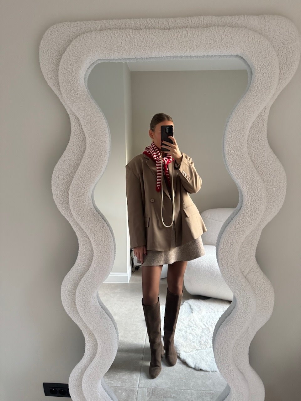 Eliza striped scarf rood/wit