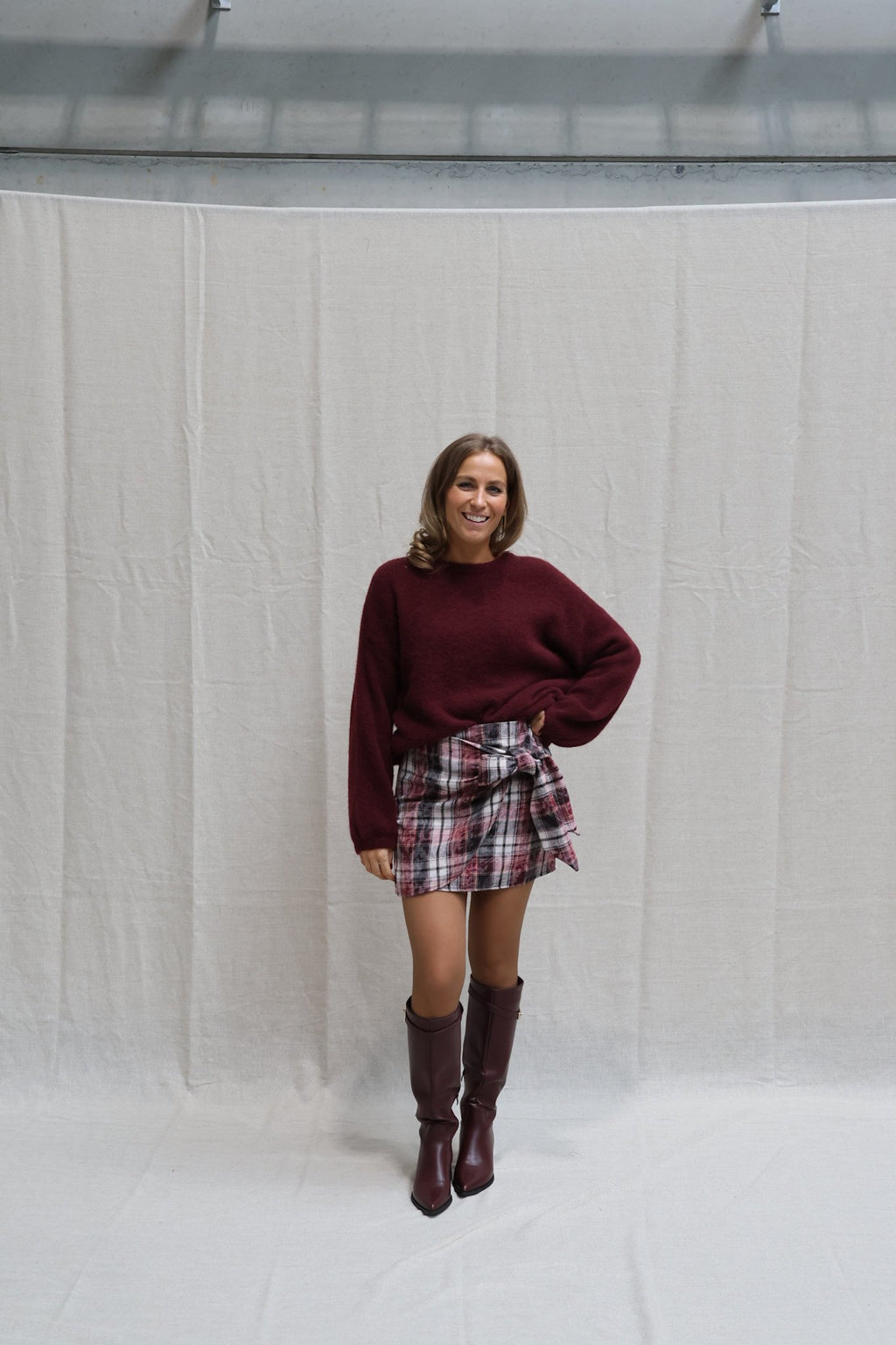 Alissa checked skirt burgundy