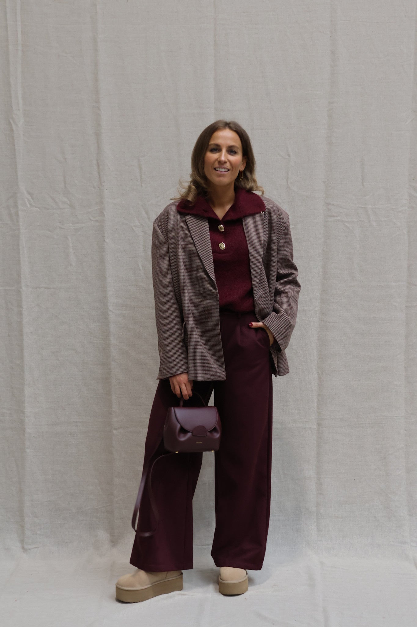 Camille checked blazer bordeaux