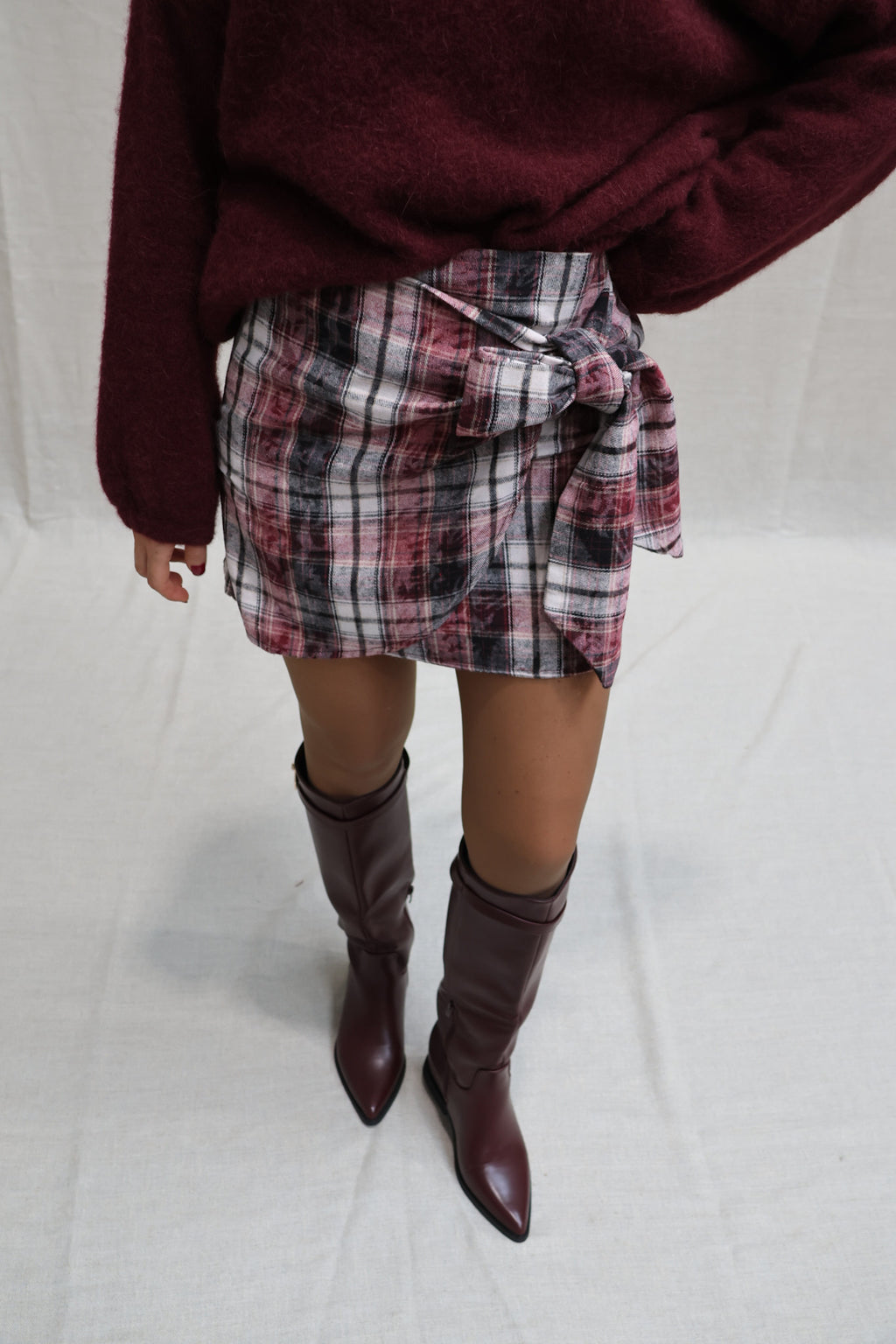 Alissa checked skirt burgundy