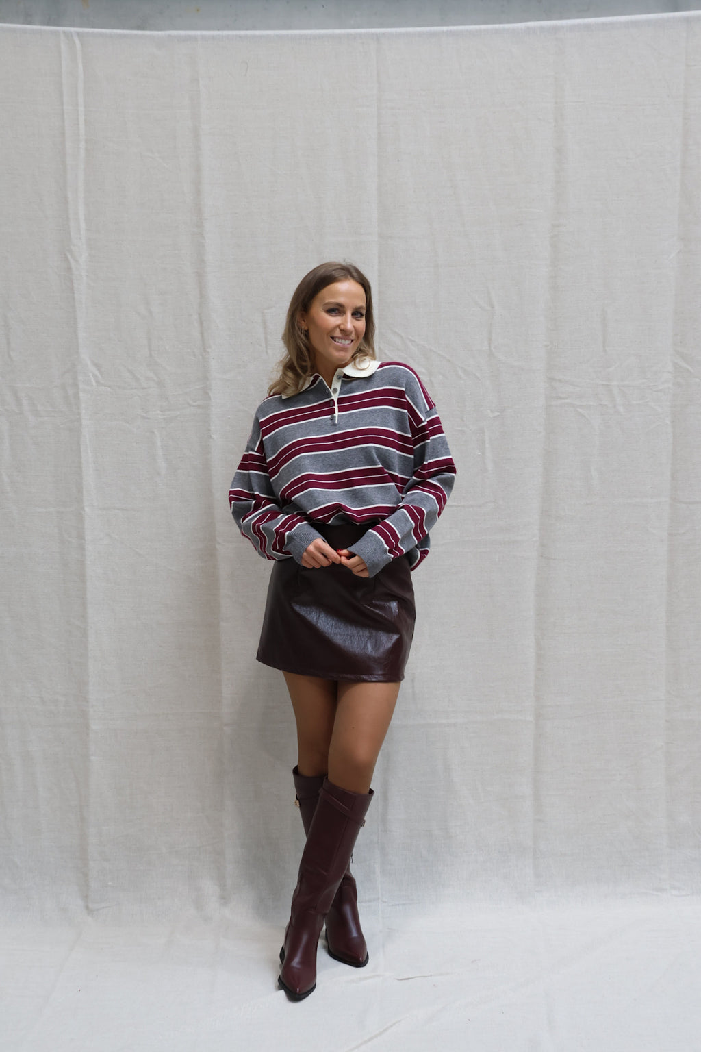 Justine faux leather skirt burgundy