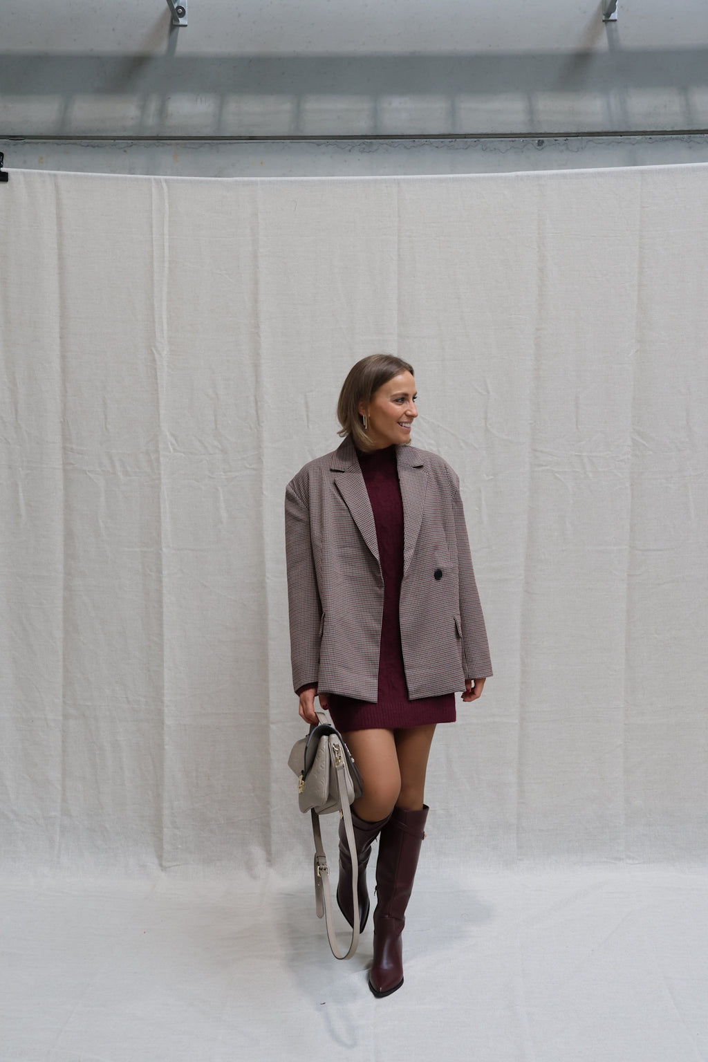 Babette cable knit dress burgundy