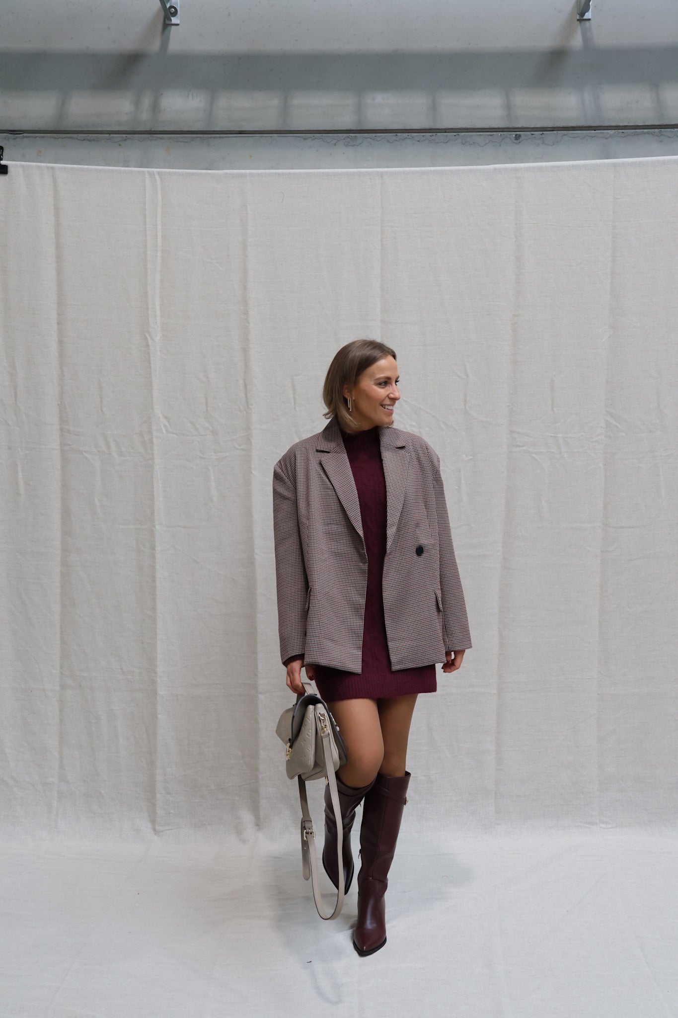 Babette cable knit dress burgundy