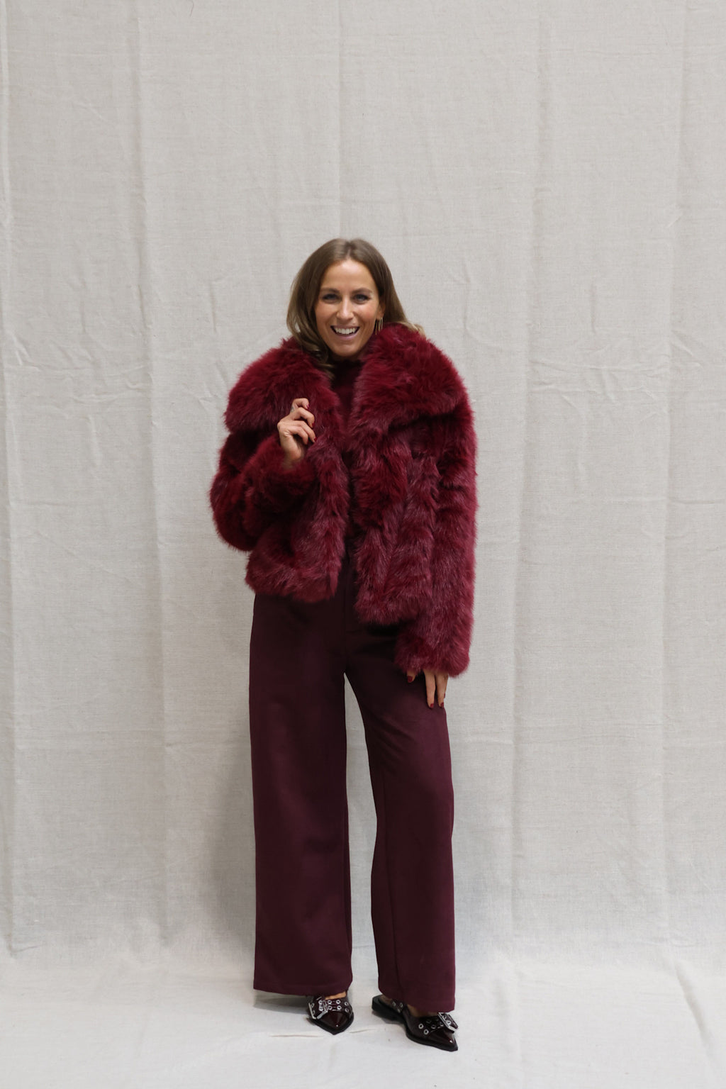 Tine suède trousers burgundy