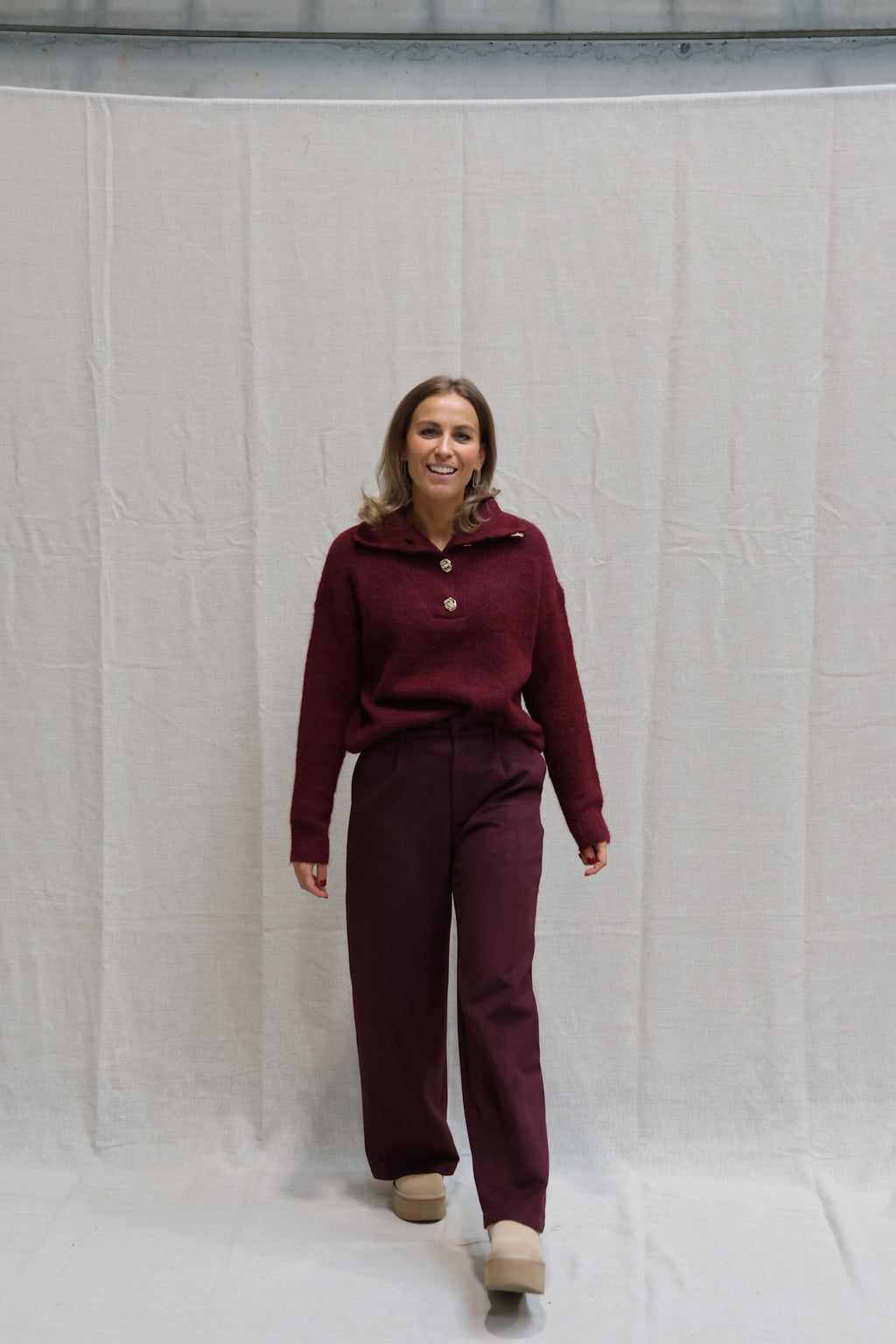 Kaylee button knit burgundy