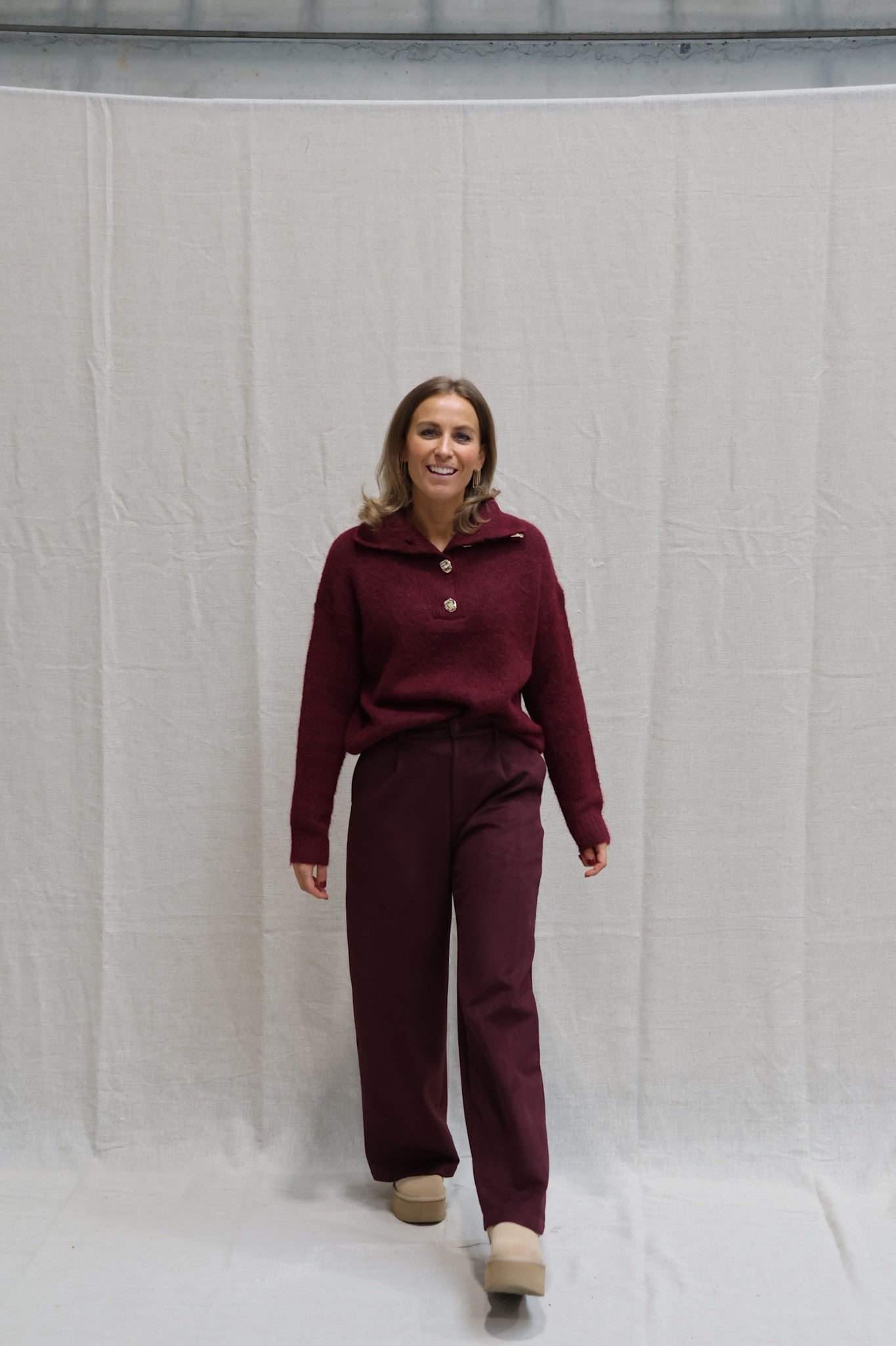 Kaylee button knit burgundy