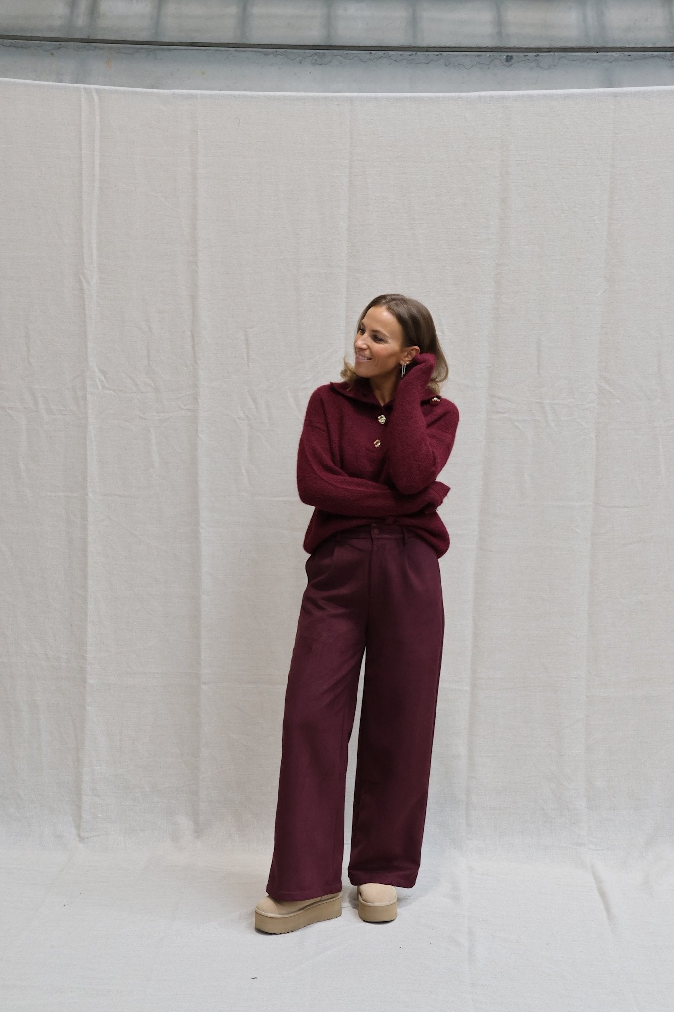 Kaylee button knit burgundy