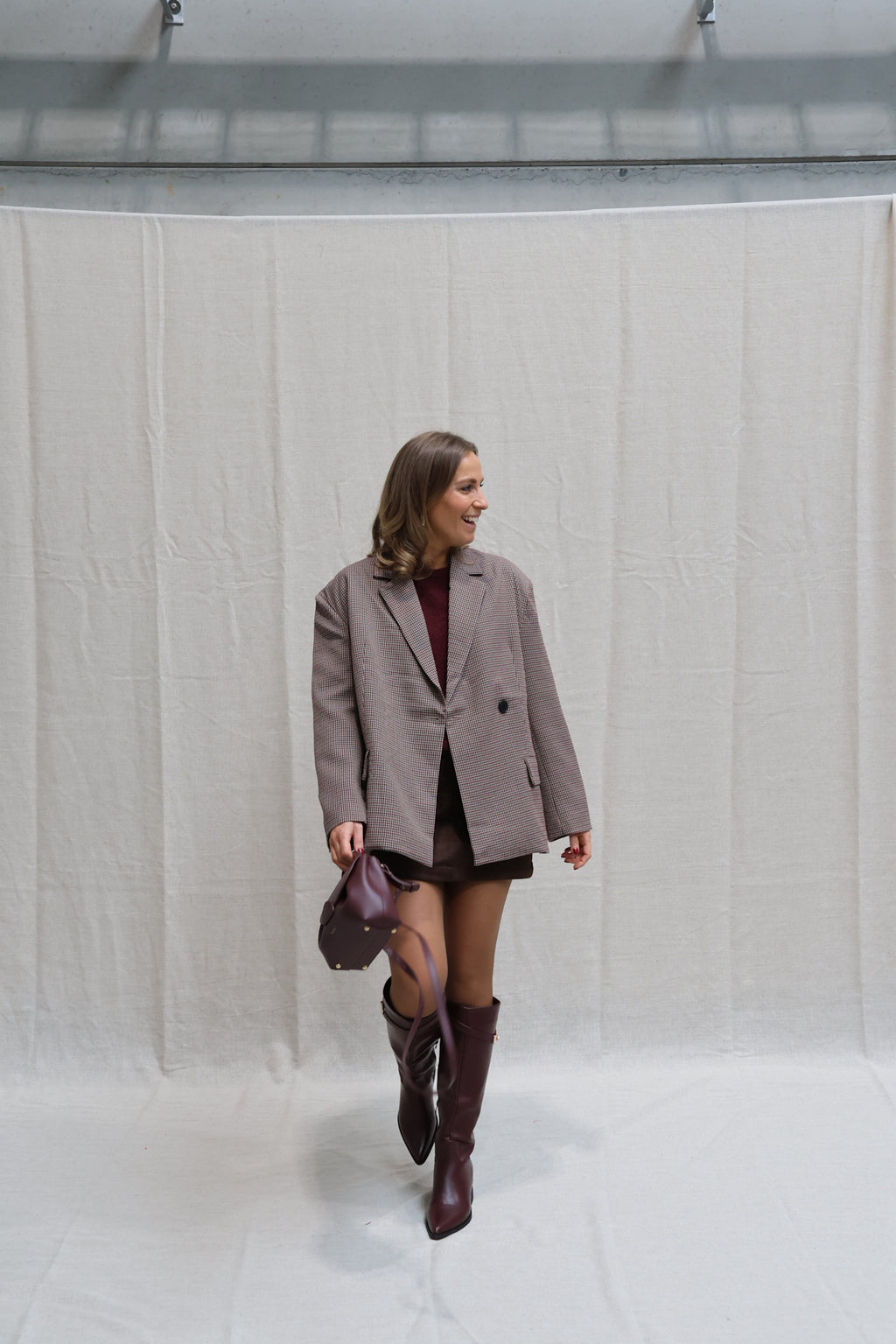 Camille checked blazer bordeaux