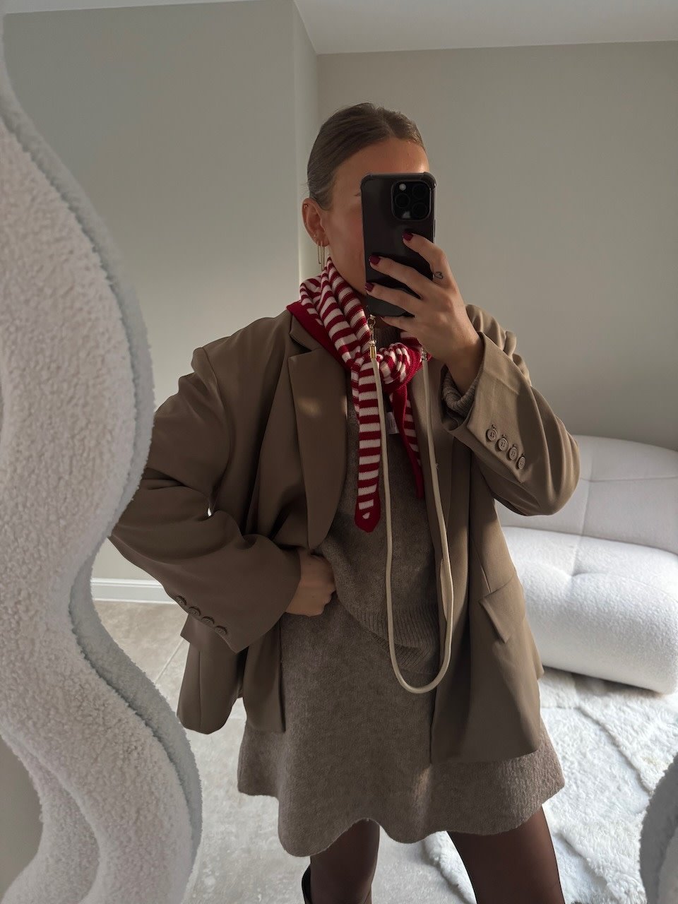 Eliza striped scarf rood/wit