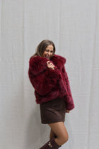 Aurelie fluffy coat burgundy