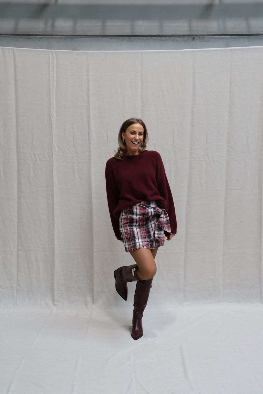 Alissa checked skirt burgundy