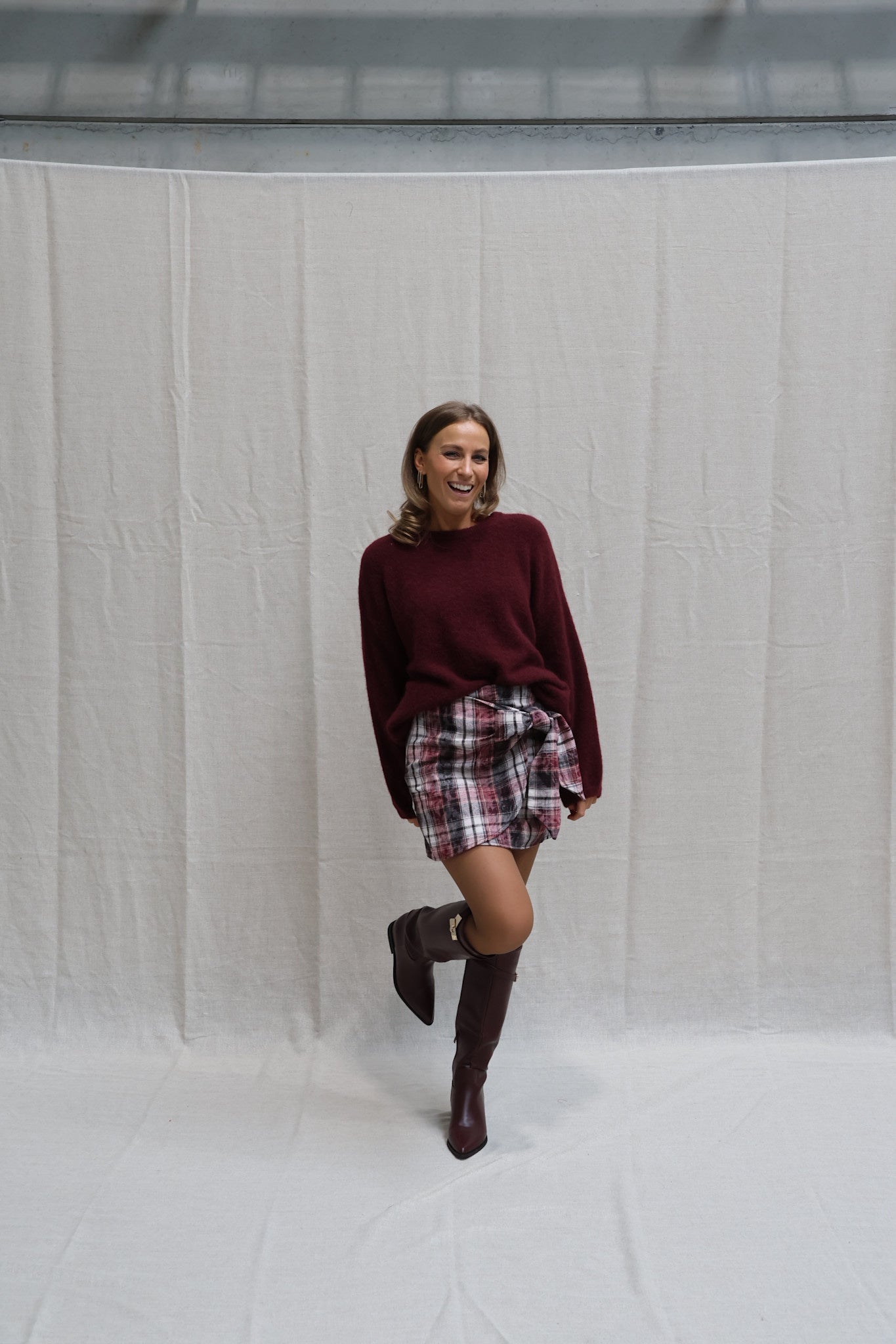 Alissa checked skirt burgundy