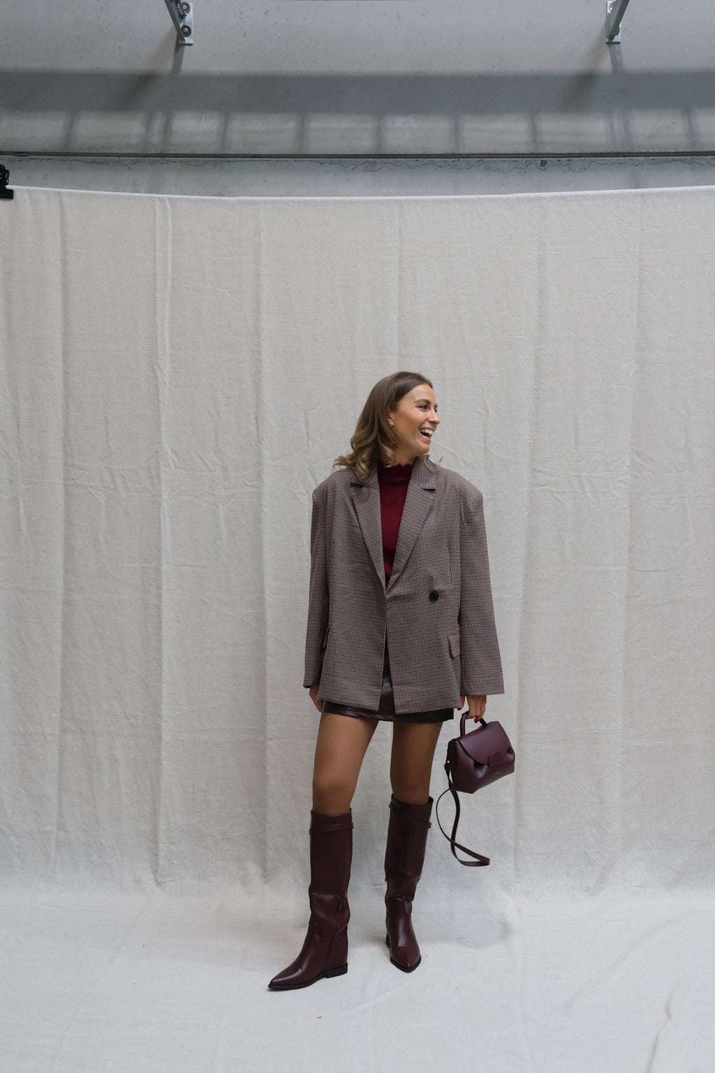 Camille checked blazer bordeaux